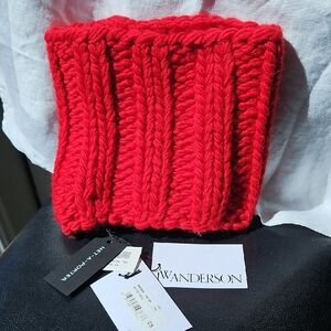 JW Anderson Chunky Red Knit Headband Snood Neck Warmer